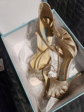 Blue By Betsey Johnson Women’s Glitter Strappy High Heel Sandals - Gold